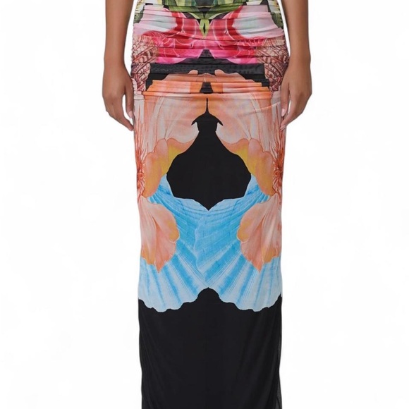 AFRM Multicolor Floral Midi Skirt with Bold Graphic Print - Picture 3 of 6